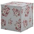 Capri  Ottoman  Manor  Floral  Linen  Upholstered  Piping  Accents