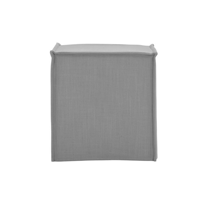 Capri  Ottoman  Light  Gray Linen  Upholstered  Piping  Accents