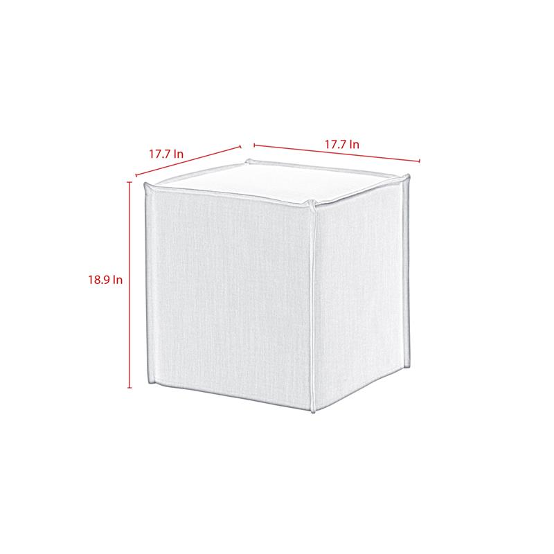 Capri  Ottoman  Light  Gray Linen  Upholstered  Piping  Accents