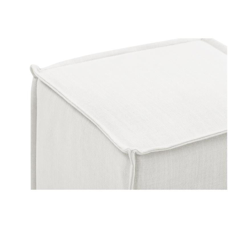 Capri  Ottoman  Pure  White  Linen  Upholstered  Piping  Accents