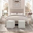 Capri  Ottoman  Pure  White  Linen  Upholstered  Piping  Accents