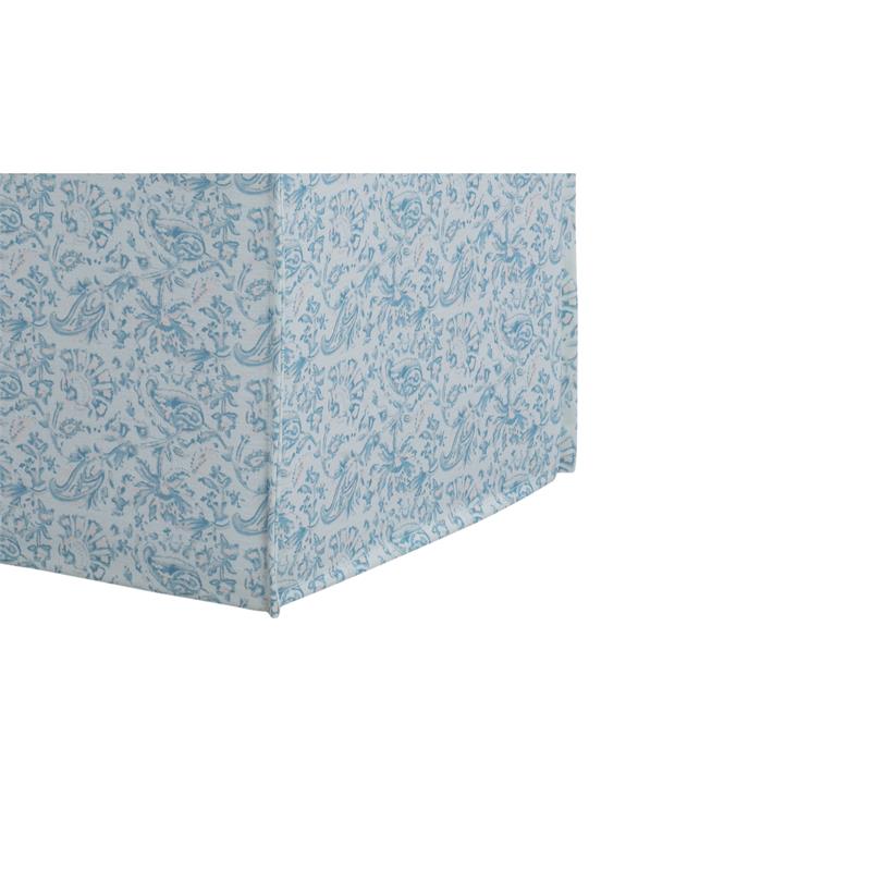 Capri  Ottoman  Indes  Blue  Ground  Linen  Upholstered  Piping  Accents