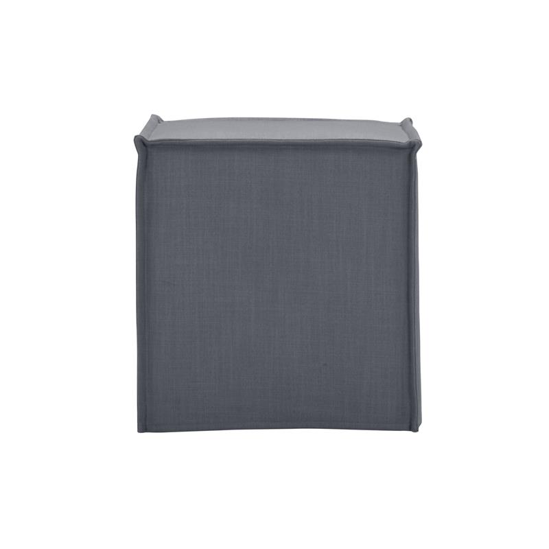 Capri  Ottoman  Dark  Gray  Linen  Upholstered  Piping  Accents