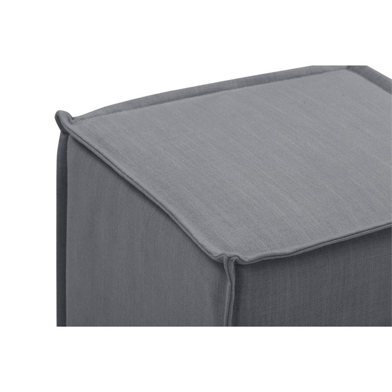 Capri  Ottoman  Dark  Gray  Linen  Upholstered  Piping  Accents