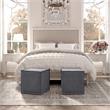 Capri  Ottoman  Dark  Gray  Linen  Upholstered  Piping  Accents