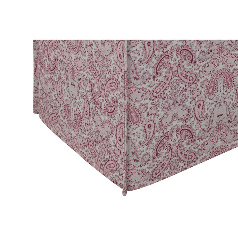 Capri  Ottoman  Paisley Red  Linen  Upholstered  Piping  Accents