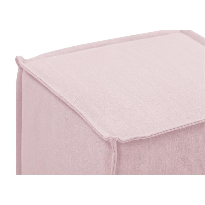 Capri Ottoman Light Pink Linen Upholstered Piping Accents