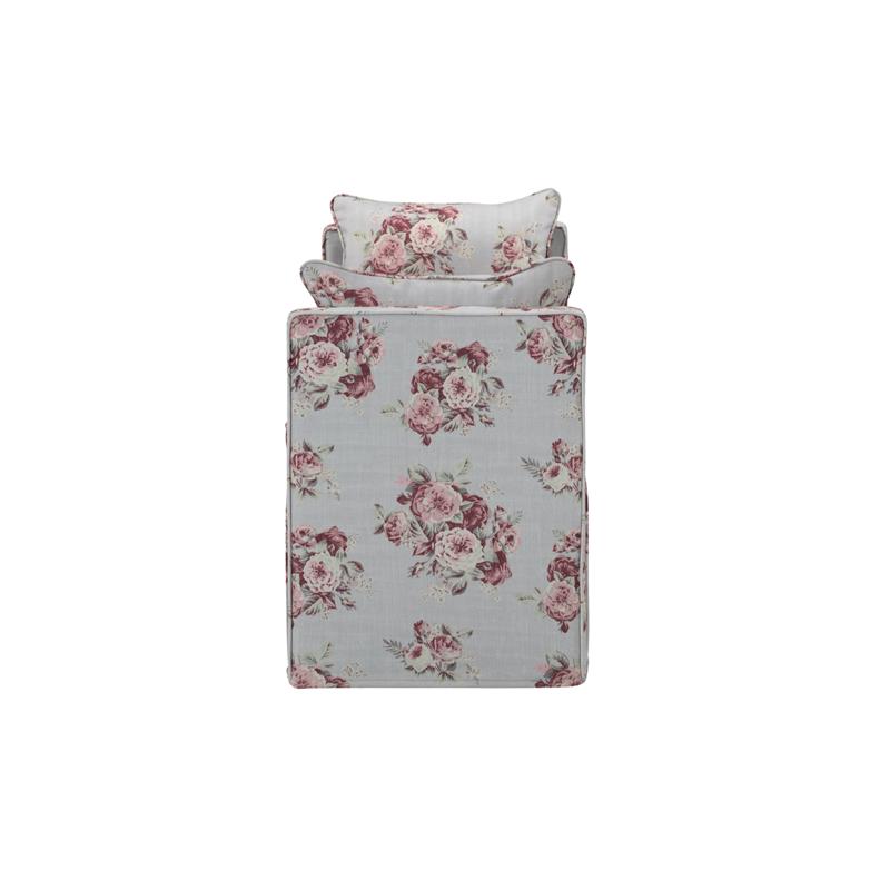 Yazmin  Bench  Manor  Floral  Linen  Upholstered  Piping  Details