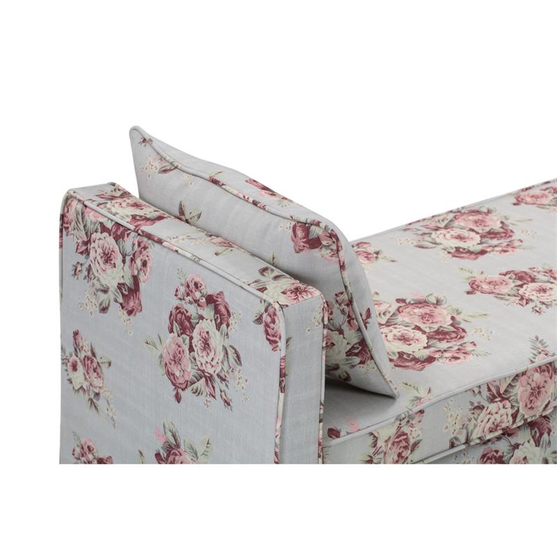 Yazmin  Bench  Manor  Floral  Linen  Upholstered  Piping  Details