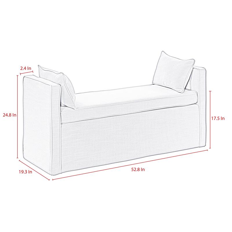 Yazmin  Bench  Manor  Floral  Linen  Upholstered  Piping  Details