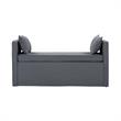 Yazmin  Bench  Dark  Gray Linen  Upholstered  Piping  Details