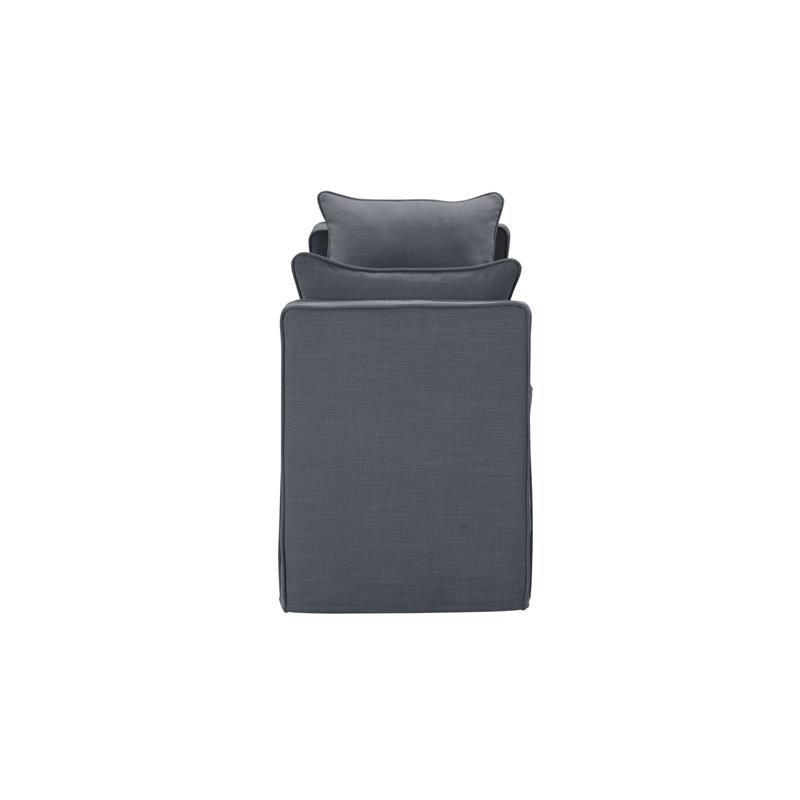 Yazmin  Bench  Dark  Gray Linen  Upholstered  Piping  Details