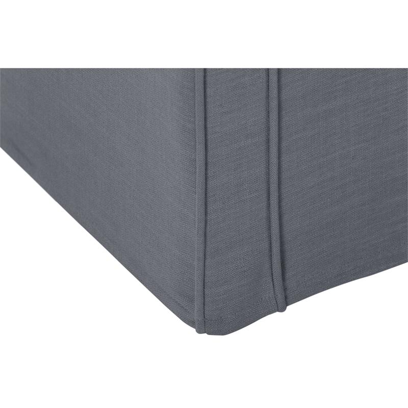 Yazmin  Bench  Dark  Gray Linen  Upholstered  Piping  Details