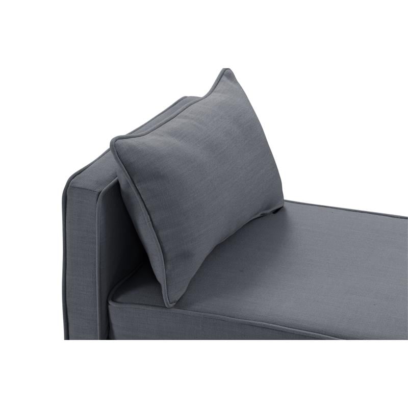 Yazmin  Bench  Dark  Gray Linen  Upholstered  Piping  Details