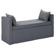 Yazmin  Bench  Dark  Gray Linen  Upholstered  Piping  Details