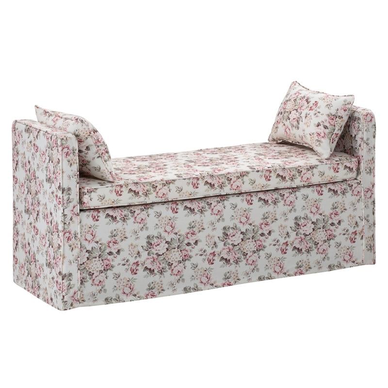 Yazmin  Bench  Cluster  Red  Linen  Upholstered  Piping  Details