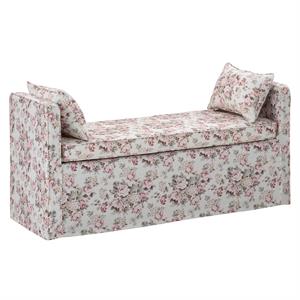 Yazmin  Bench  Cluster  Red  Linen  Upholstered  Piping  Details