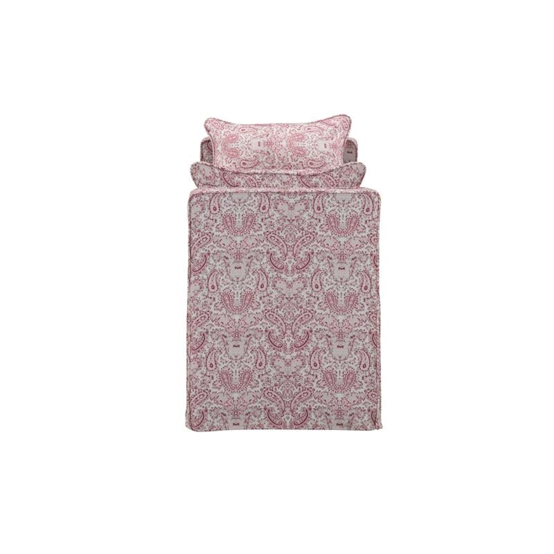 Yazmin Bench Paisley Red Linen Upholstered Piping Details