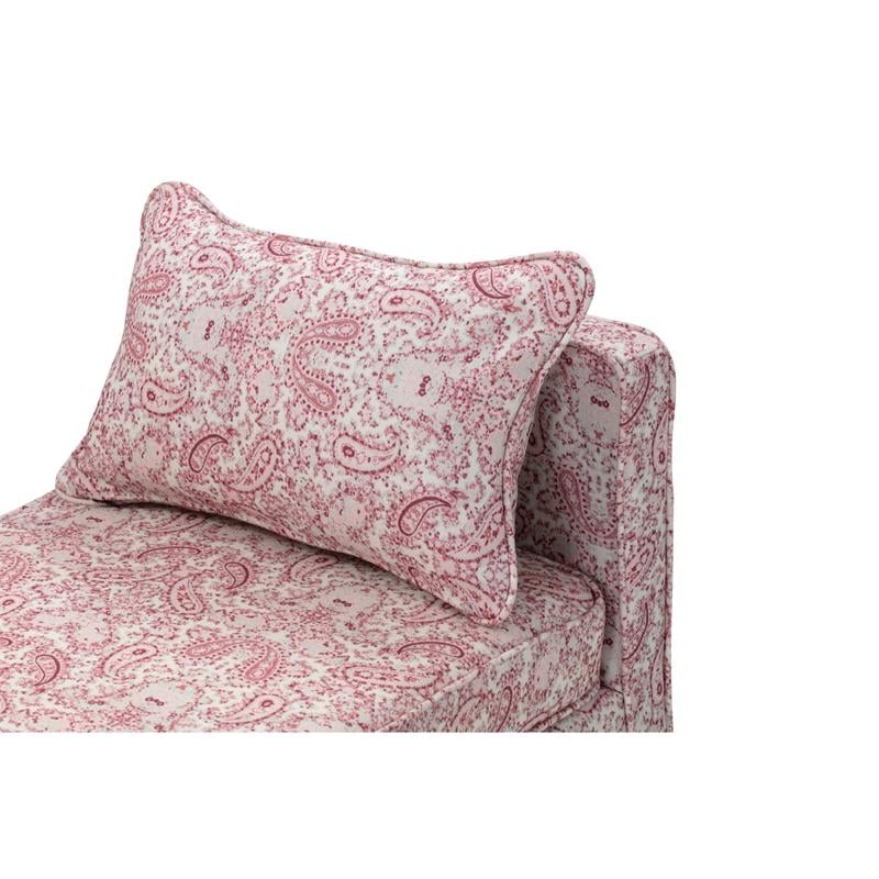 Yazmin Bench Paisley Red Linen Upholstered Piping Details