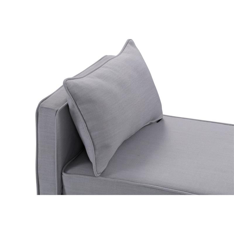 Yazmin  Bench  Light  Gray  Linen  Upholstered  Piping  Details