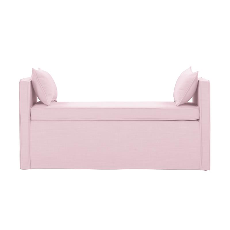 Yazmin  Bench  Light  Pink  Upholstered  Piping  Details