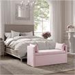 Yazmin  Bench  Light  Pink  Upholstered  Piping  Details