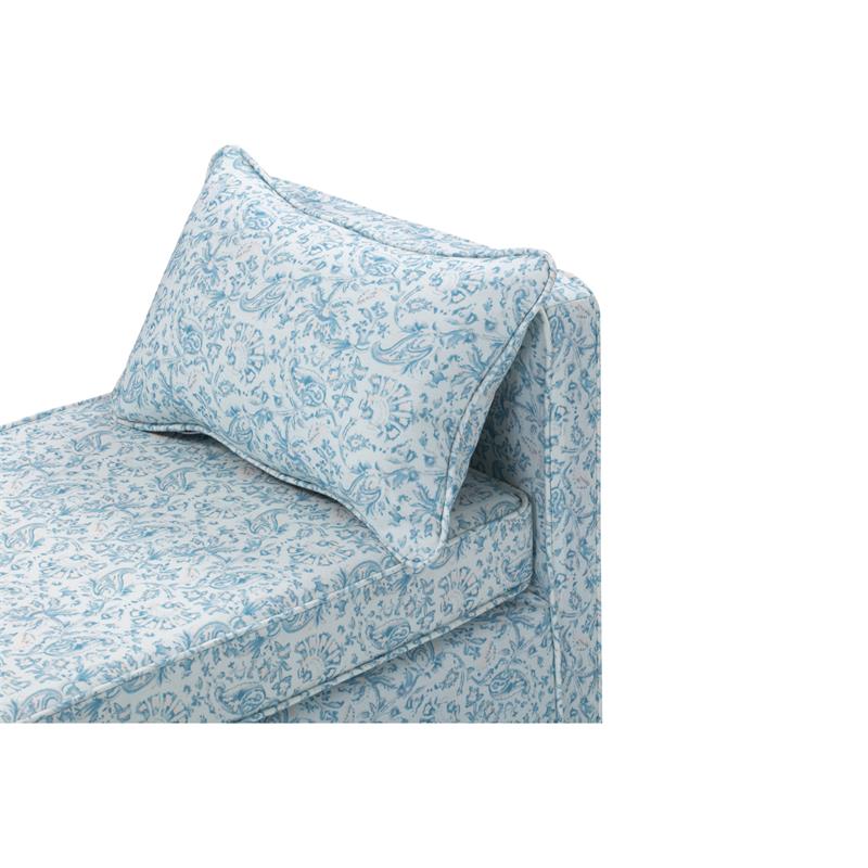 Yazmin  Bench  Indes  Blue  Ground  Linen  Upholstered  Piping  Details