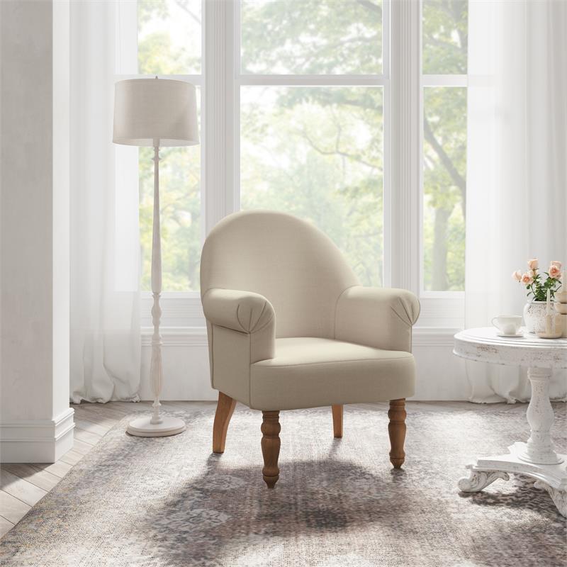 Essence Accent Chair Light Beige Linen  Upholstered Flared arms