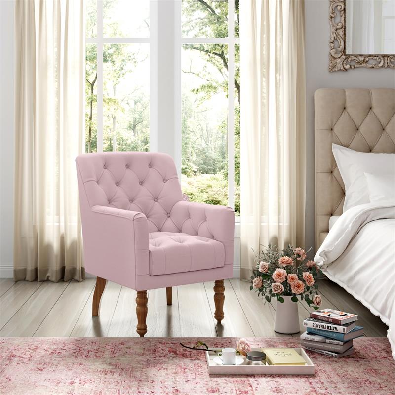Rayleigh  Accent  Chair  Pink  Linen  Upholstered  Flared  Arms