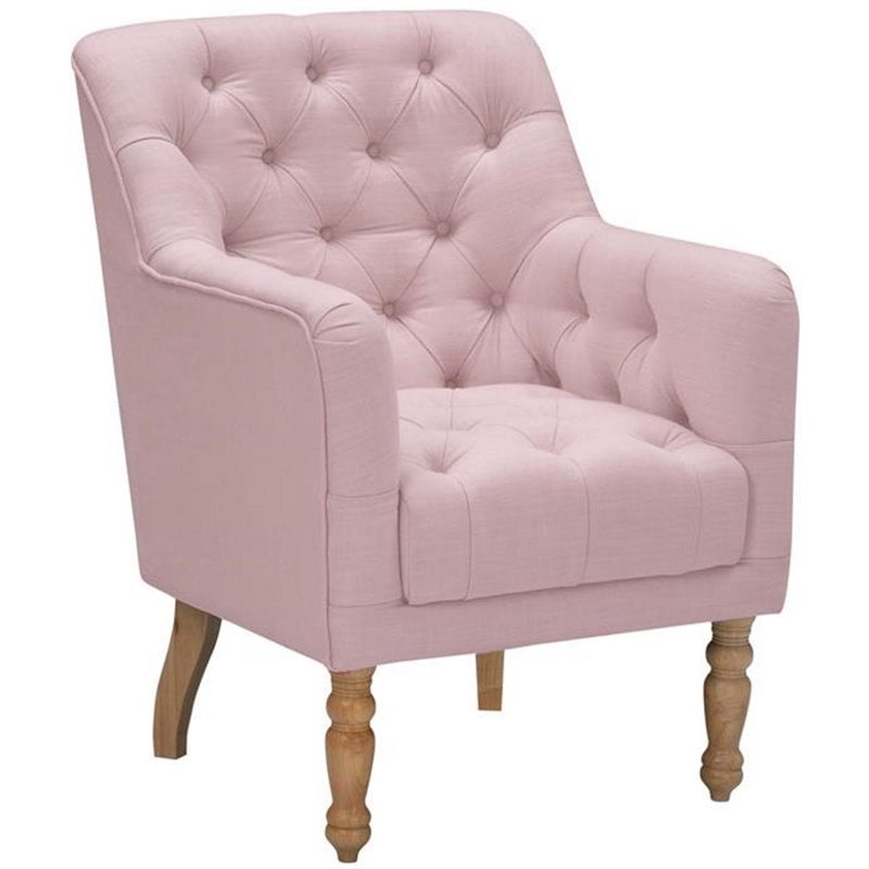 Rayleigh  Accent  Chair  Pink  Linen  Upholstered  Flared  Arms