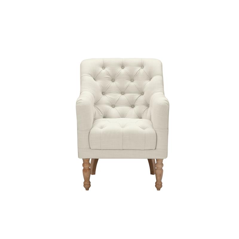 Rayleigh  Accent  Chair  Cream  White  Linen  Upholstered  Flared  Arms
