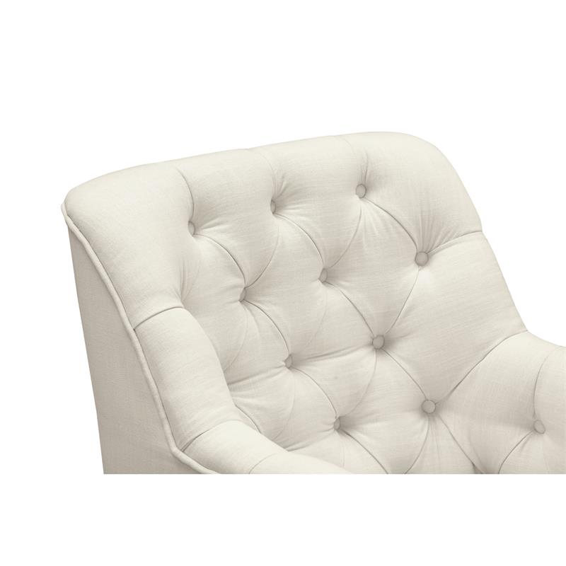 Rayleigh  Accent  Chair  Cream  White  Linen  Upholstered  Flared  Arms