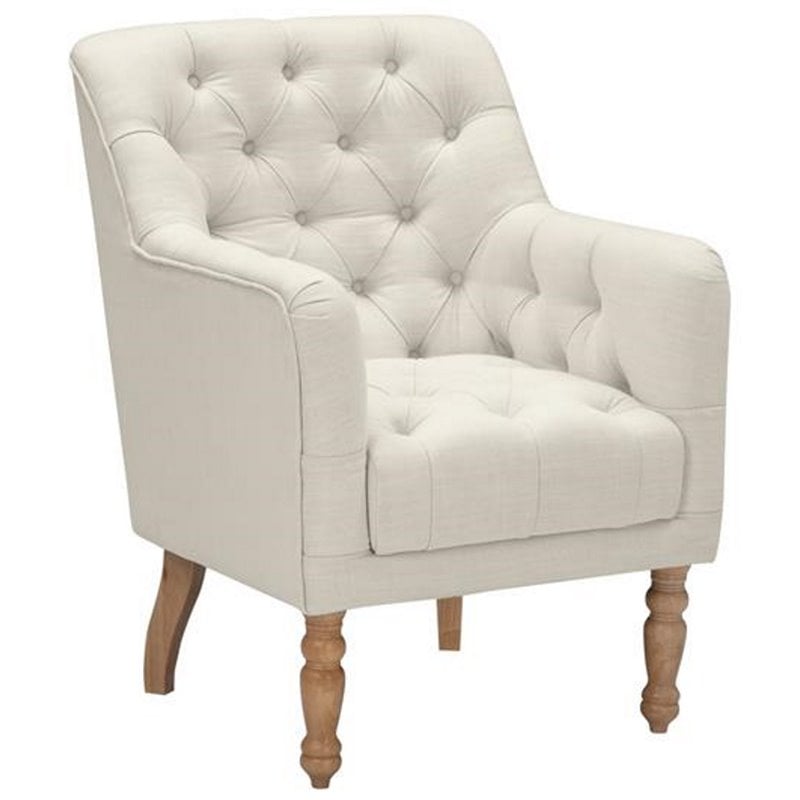 Rayleigh  Accent  Chair  Cream  White  Linen  Upholstered  Flared  Arms