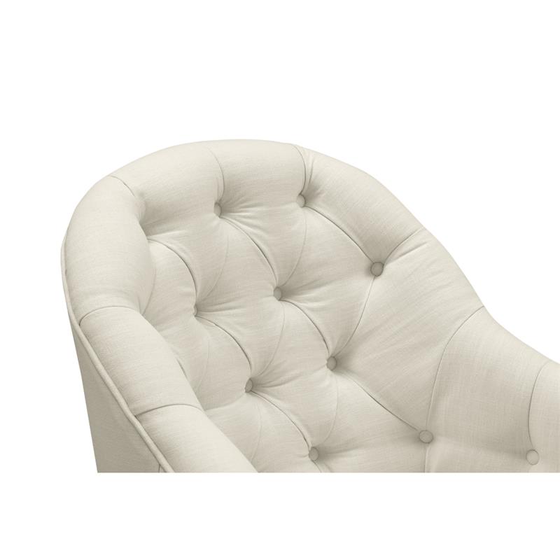 Jamiyah  Accent  Chair  Cream  White  Linen  Upholstered  Curved  Back