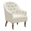 Jamiyah  Accent  Chair  Cream  White  Linen  Upholstered  Curved  Back
