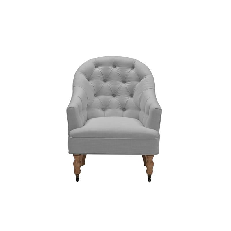 Jamiyah  Accent  Chair  Gray  Linen  Upholstered  Curved  Back