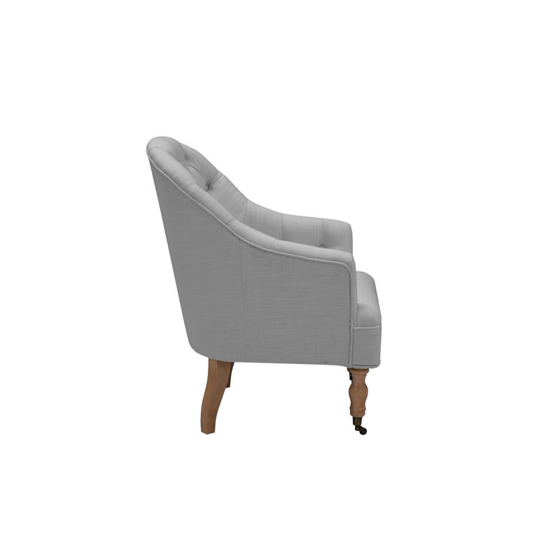 Jamiyah  Accent  Chair  Gray  Linen  Upholstered  Curved  Back