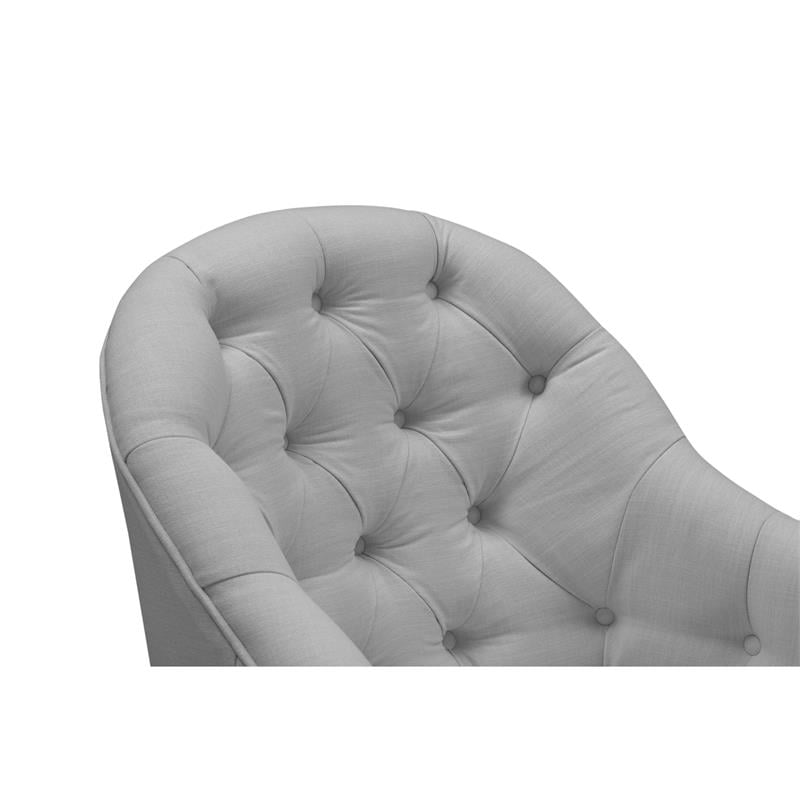 Jamiyah  Accent  Chair  Gray  Linen  Upholstered  Curved  Back