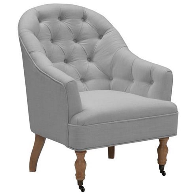Jamiyah  Accent  Chair  Gray  Linen  Upholstered  Curved  Back