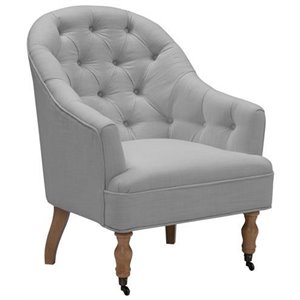 Jamiyah  Accent  Chair  Gray  Linen  Upholstered  Curved  Back