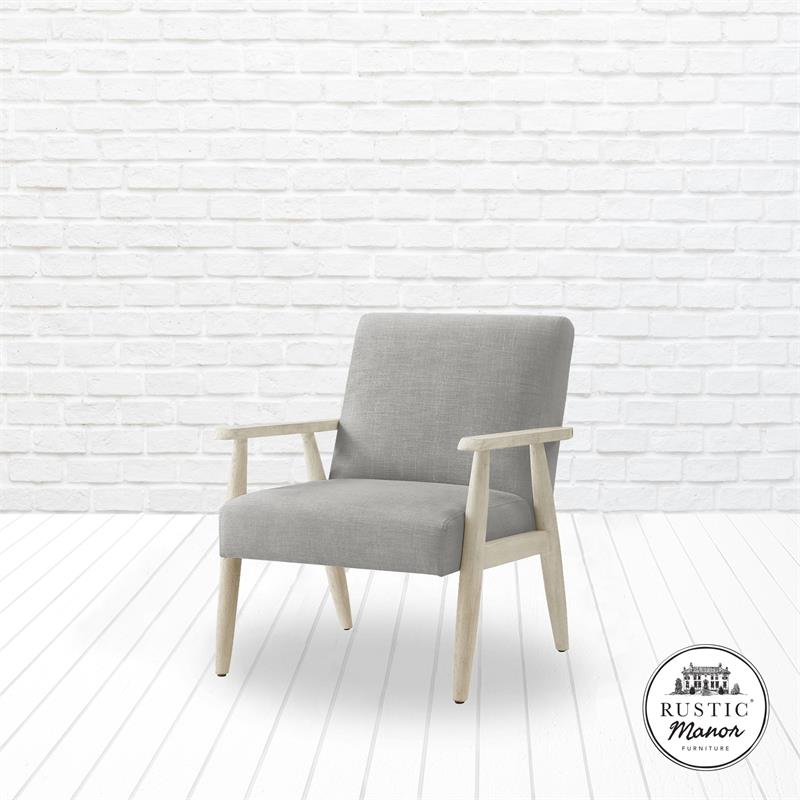 Alton  Armchair  Gray/Cream  Linen  Upholstered  Square  Arms