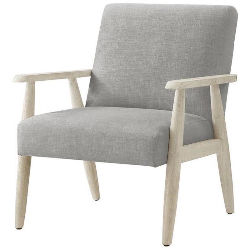 Alton  Armchair  Gray/Cream  Linen  Upholstered  Square  Arms