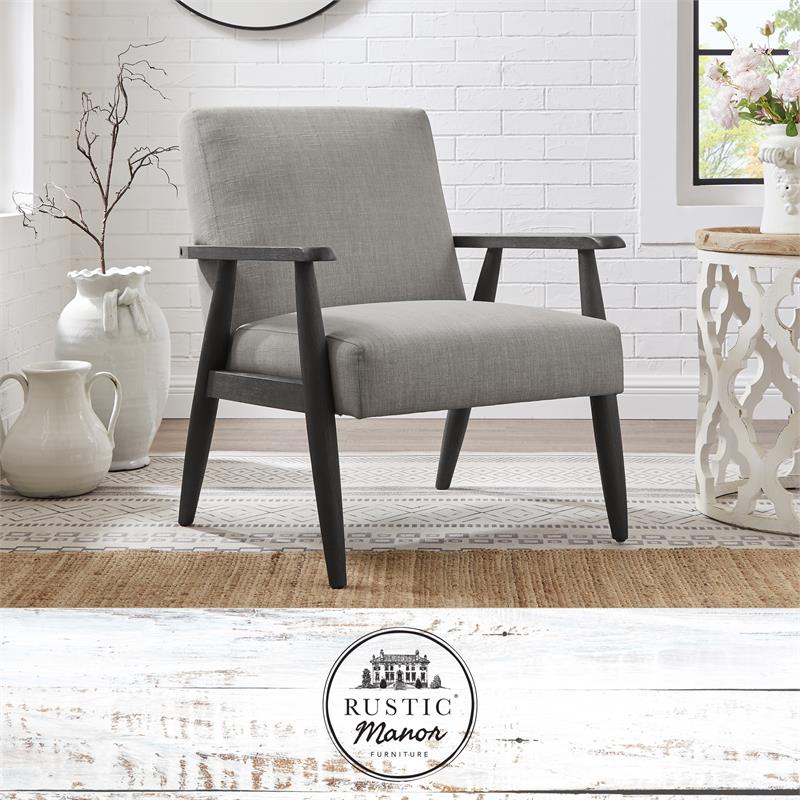 Alton  Armchair  Gray/Black  Linen  Upholstered  Square  Arms