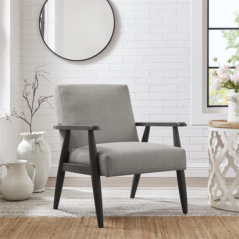 Alton  Armchair  Gray/Black  Linen  Upholstered  Square  Arms