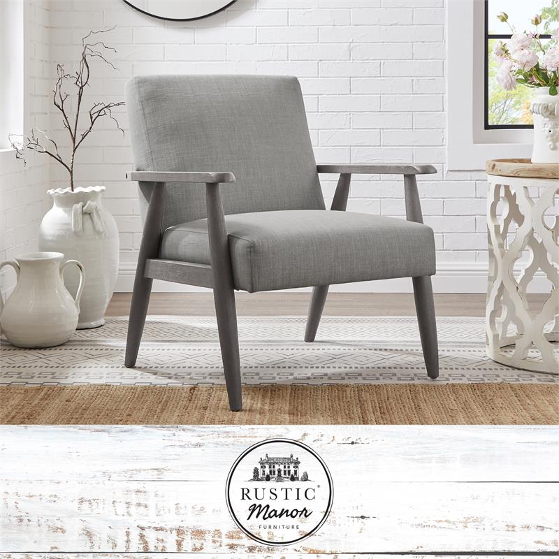 Alton  Armchair  Gray/Gray Linen  Upholstered  Square  Arms