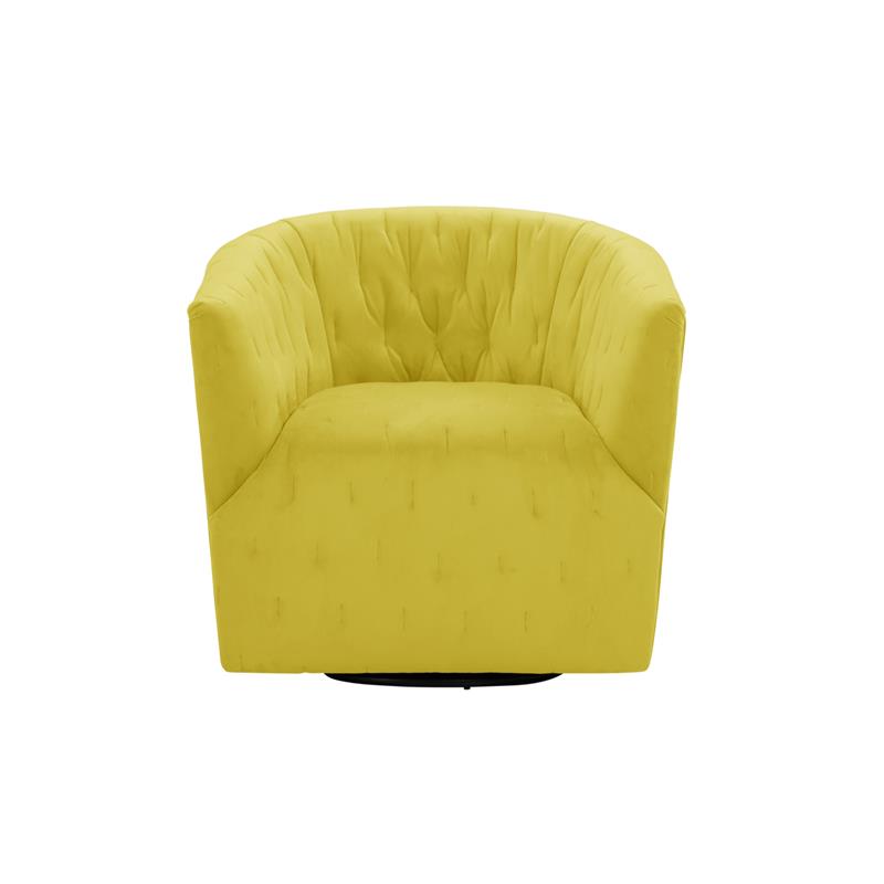 Grecia  Accent  Chair  Yellow  Velvet  Upholstered  Tufted