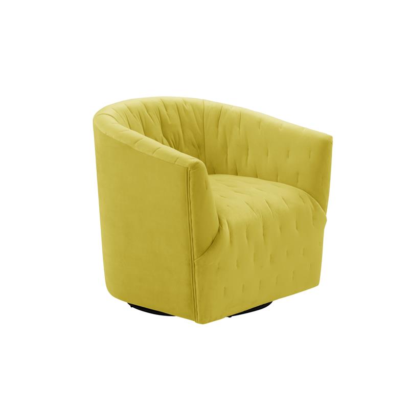 Grecia  Accent  Chair  Yellow  Velvet  Upholstered  Tufted