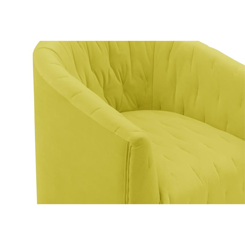 Grecia  Accent  Chair  Yellow  Velvet  Upholstered  Tufted