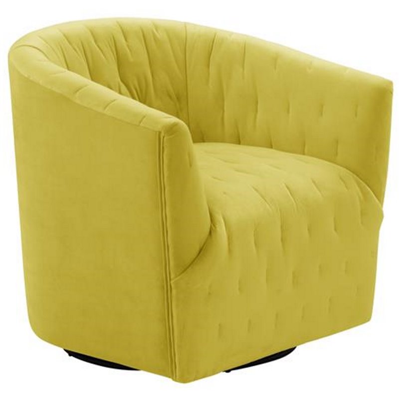 Grecia  Accent  Chair  Yellow  Velvet  Upholstered  Tufted