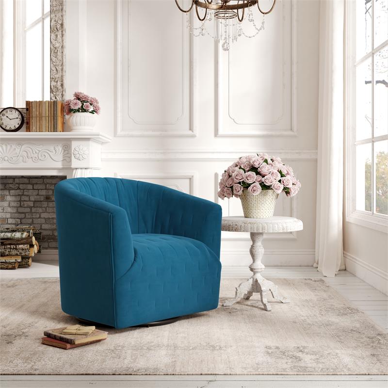 Grecia Accent Chair Teal Velvet  Upholstered Tufted